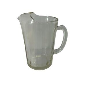 Vintage Clear Glass Pitcher 26 oz Ribbed Sides Water Juice Server READ